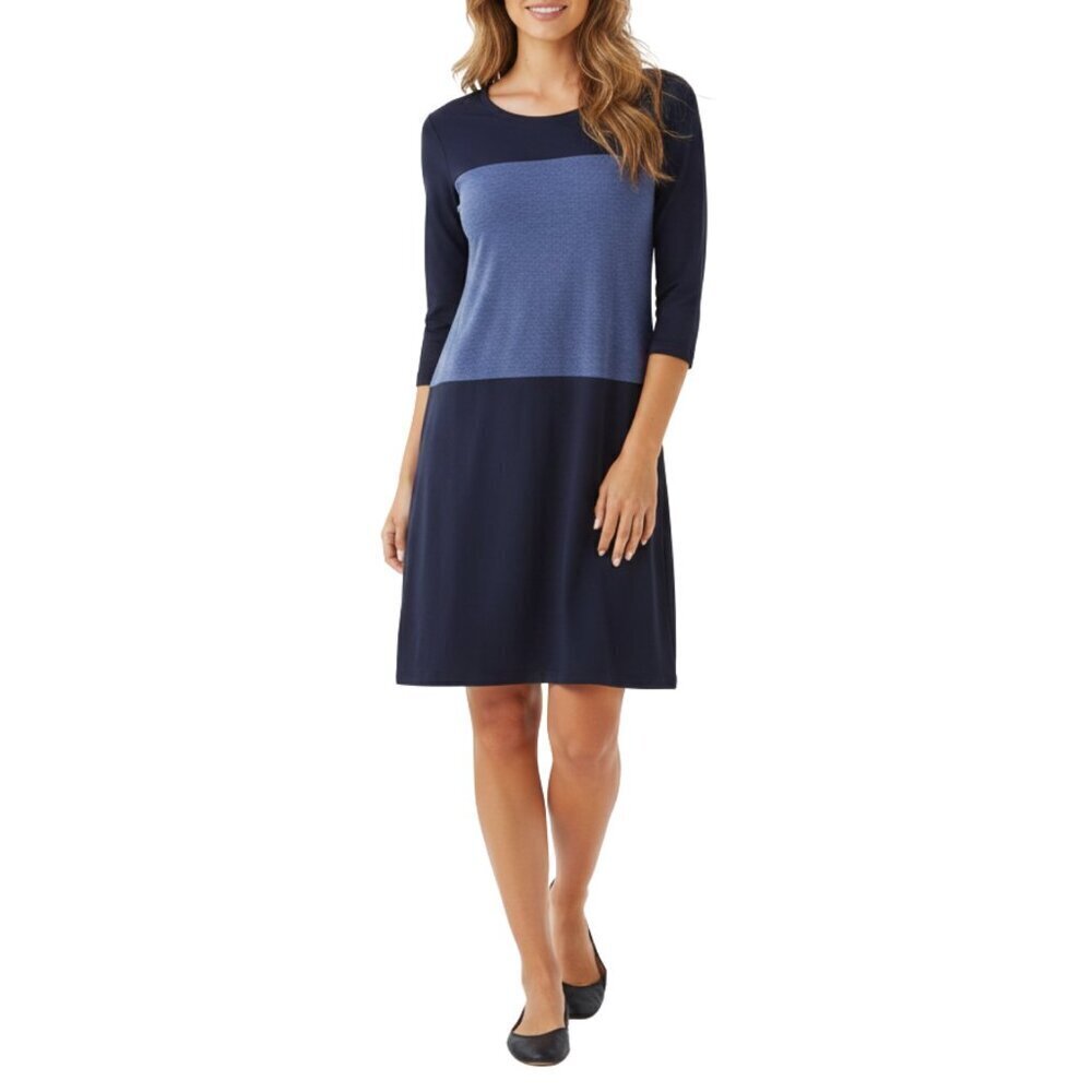 NWOT Three Dots Blue Color Block Long Sleeve Knit Dress Sz. S